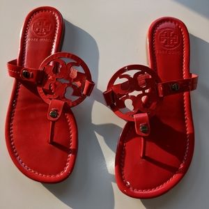 Red Parent Leather Tory Burch Sandals